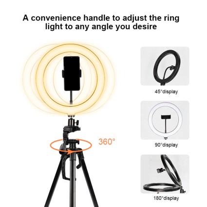 Ring Light modèle 3120 pour YouTube et Tik Tok | Avec support max. 136 cm et télécommande Bluetooth